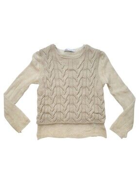 Zara Écru Combination Knit Sweater W/Vest Size Small